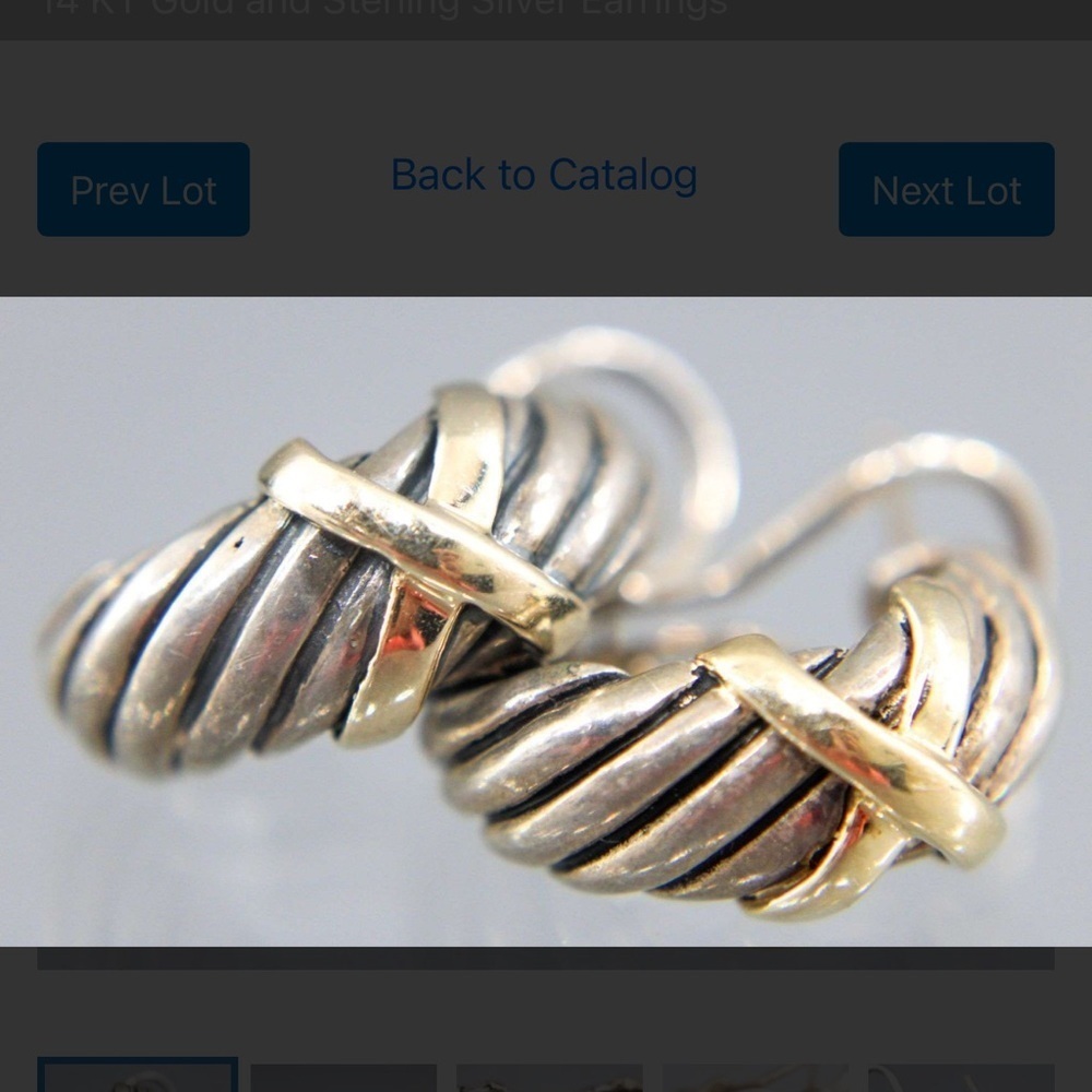 James Avery 14 KT Gold and Sterling Silver Earrings